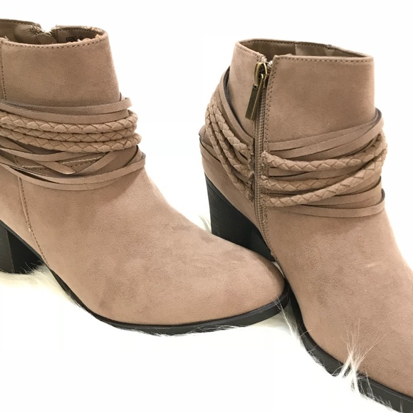 taupe ankle wrapped booties - Picture 2 of 5